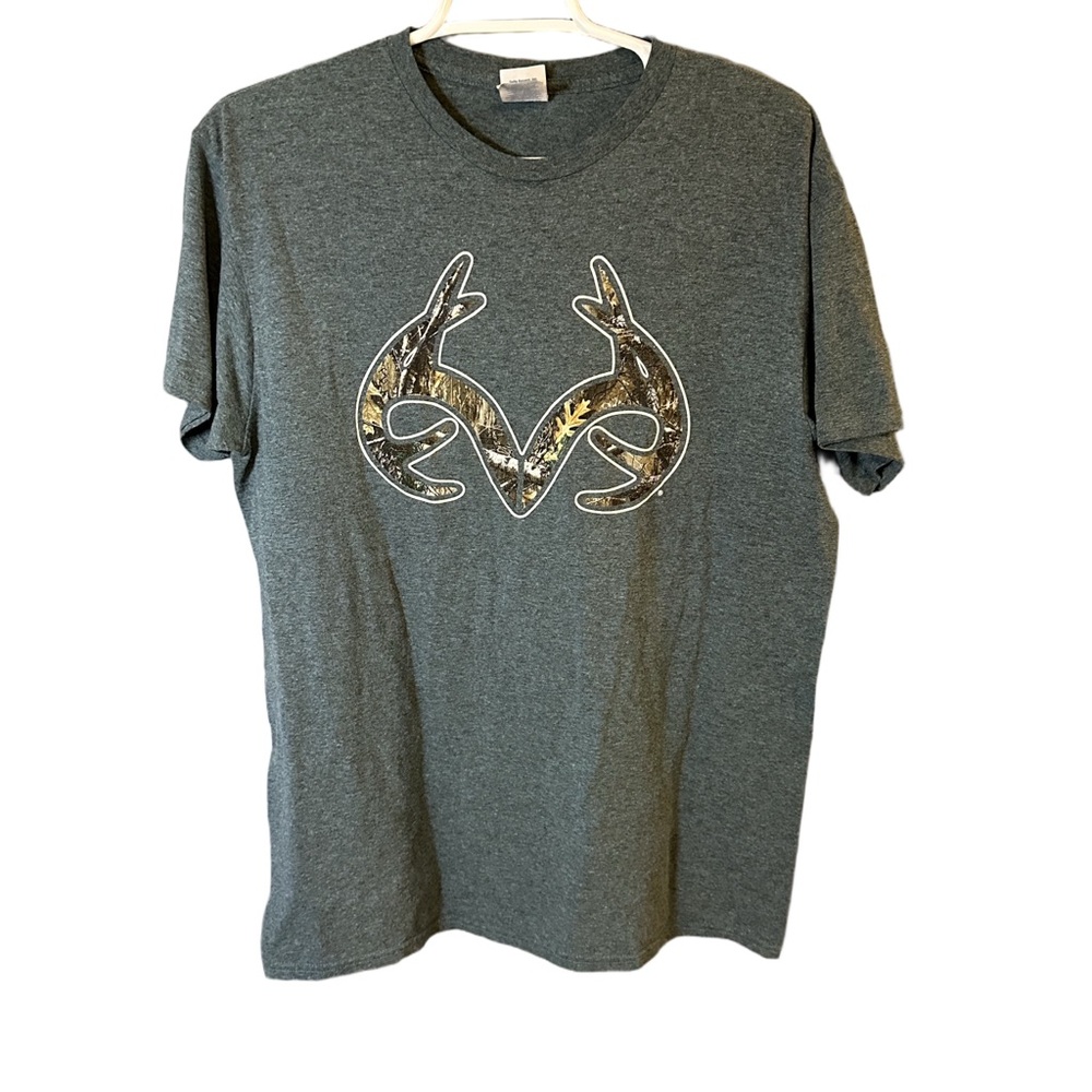 Green Camo Antler Graphic Tee Rustic Outdoor Style Men’s M - Picture 6 of 6